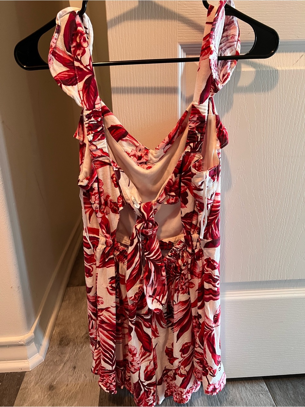 Red Floral Ruffle Sundress - Picture 2 of 3